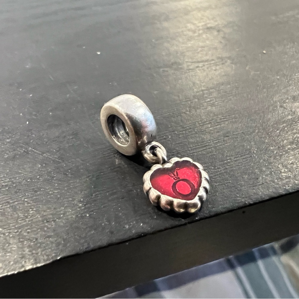Pandora Retired Charm | Red enamel dangle heart